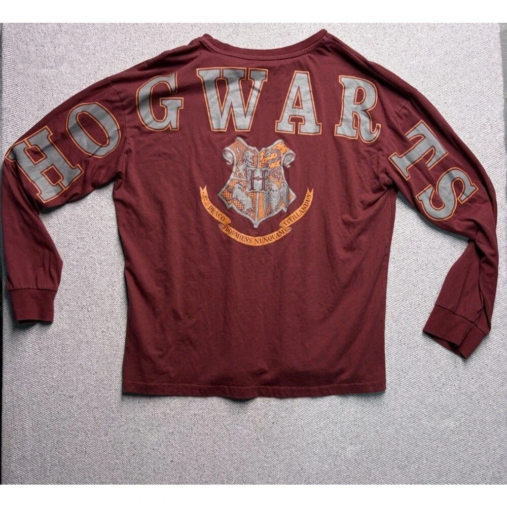 Men's Harry Potter Hogwarts Alumni Long Sleeve T-Shirt XL Maroon Large Crest
